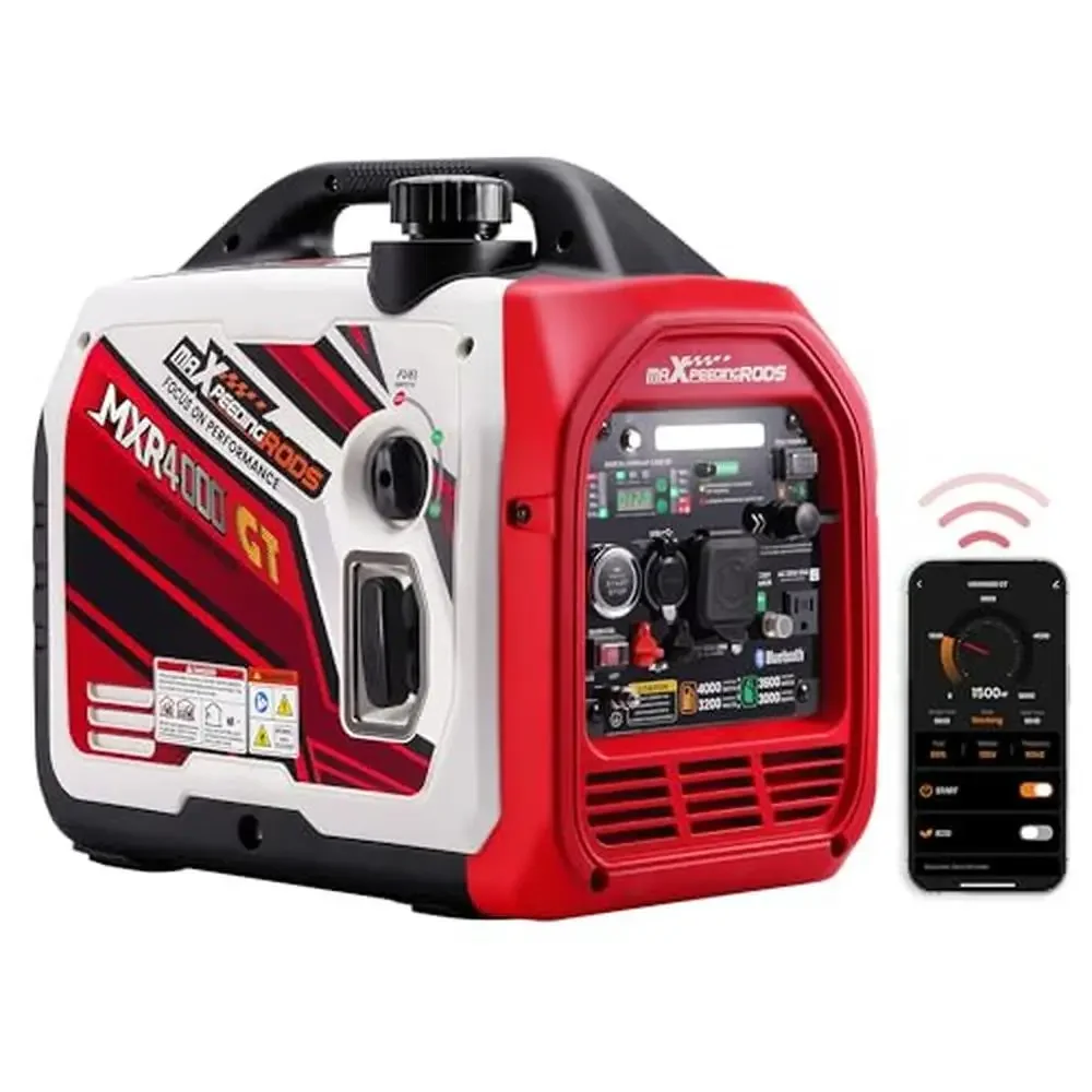 4000W Dual Fuel Inverter Generator RV Bluetooth Start Quiet Portable Backup Power