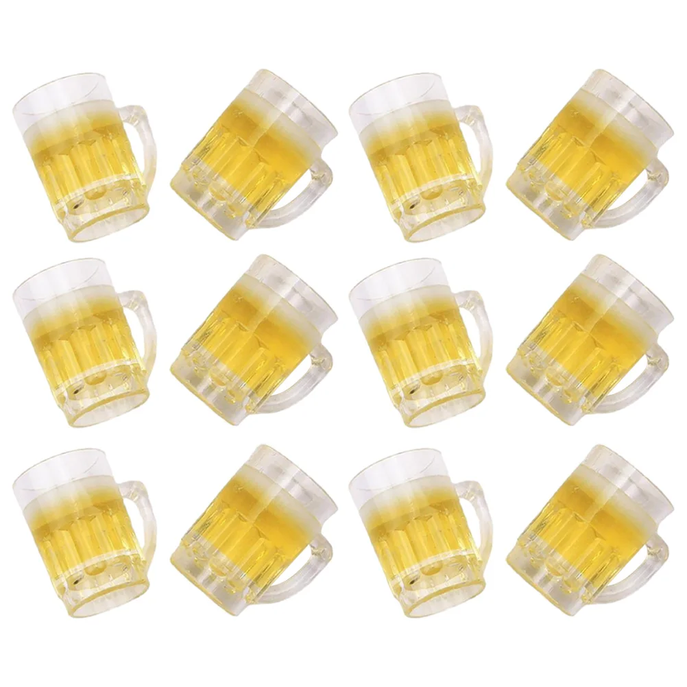 

12 Pcs Simulation Beer Mug Mugs Decorative Miniature House Supply Tiny Ornaments Resin Desktop for Dollhouse Accessories Coffee