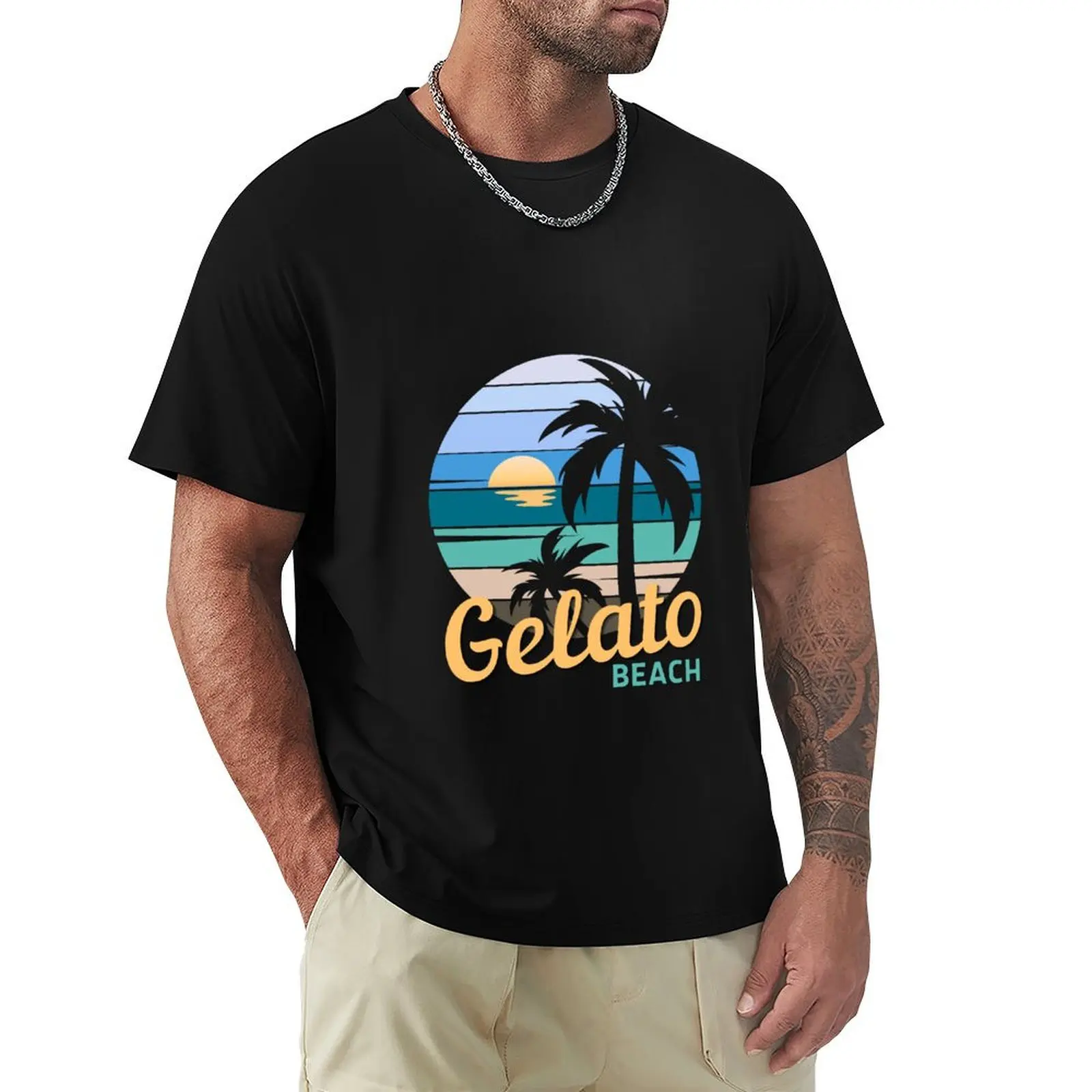 

Gelato Beach - Retro Sunset, Video Gamer T-Shirt summer shirt plain men clothing