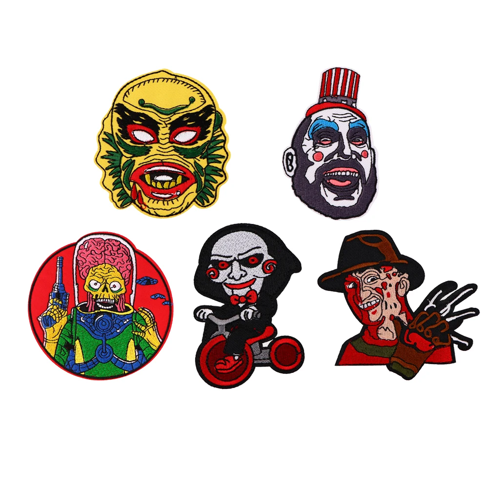 Horror Movie Series Iron On Patch Sewing On Patches Men Women Embroidered Applique Clothes Garment Badges Halloween Accessories