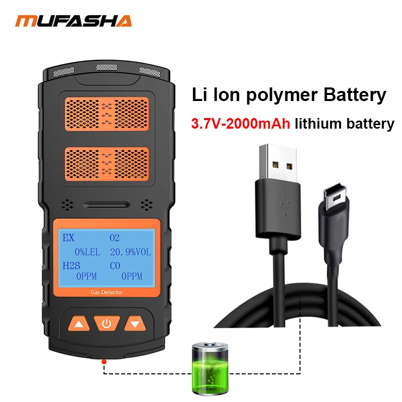 MUFASHA Portable Industry Multi  EX O2 H2S CO Gas Detector Gas Meter