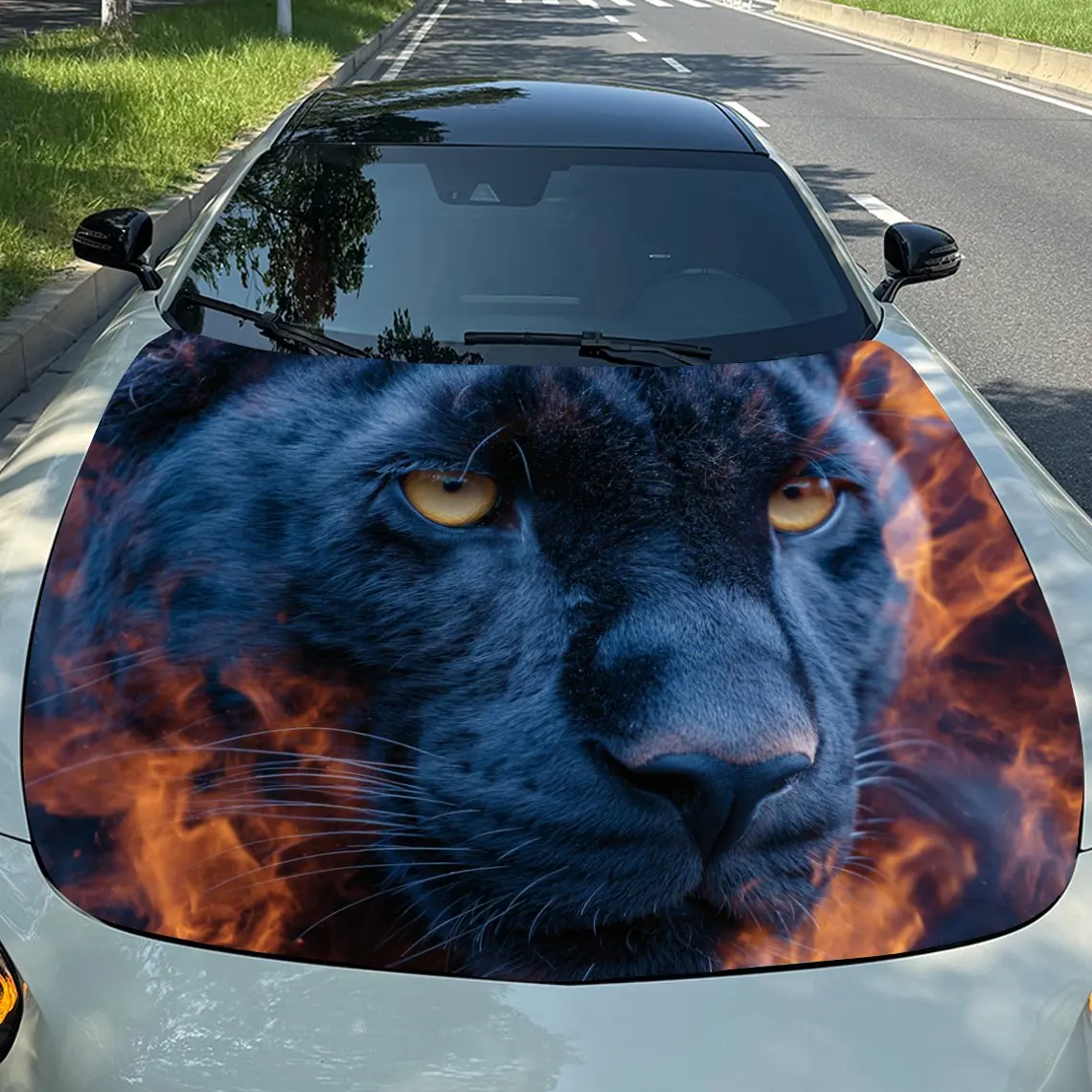 

Виниловая пленка для автомобиля с леопардовым принтом Flame Animal — водонепроницаемая и износостойкая, идеально подходит для различных моделей автомобилей, с крутым узором, Car Bo