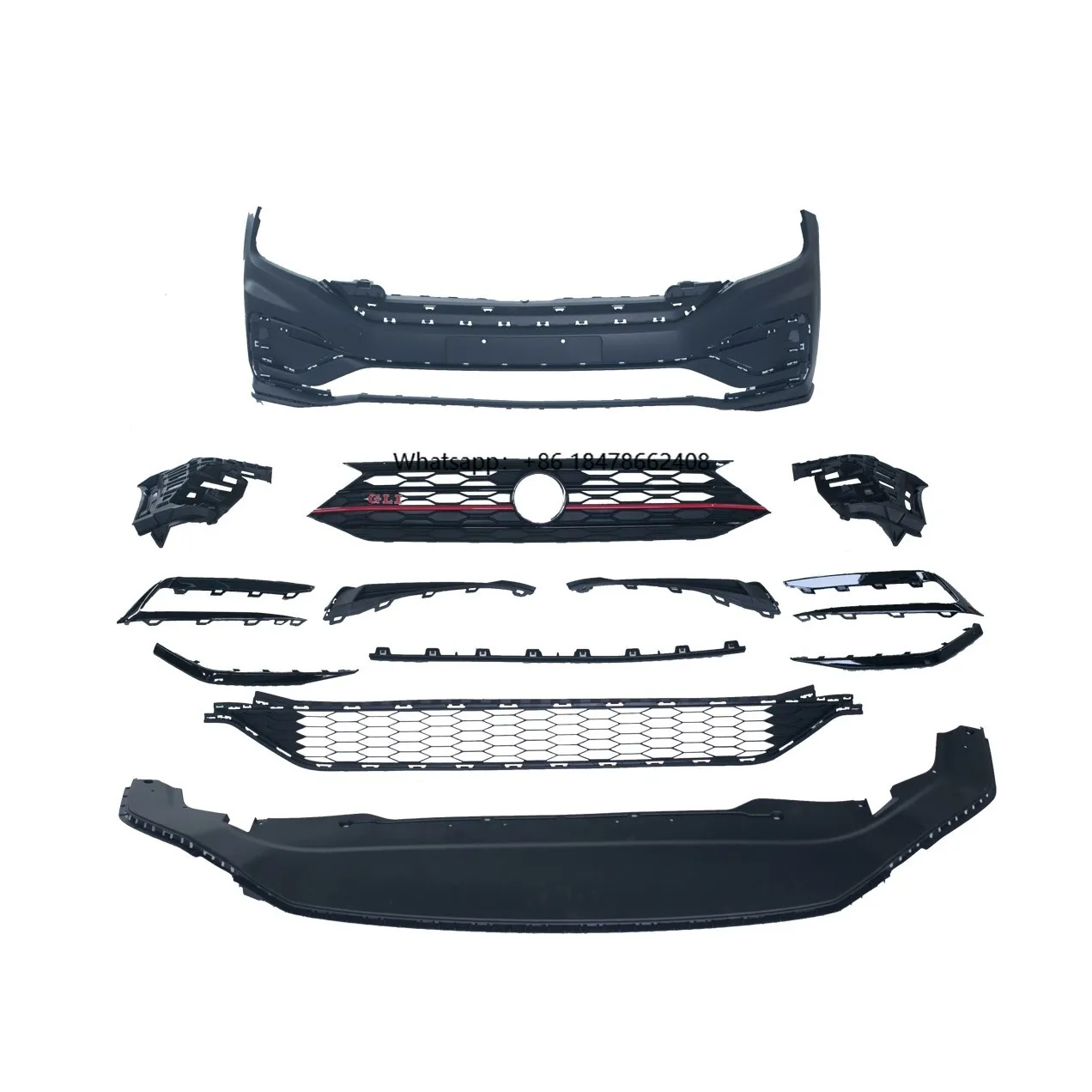 

Modify Car Front Bumpers for Jetta Facelift GLI Kits 2019- with Grille Fog Lamp Hole Side Skirts