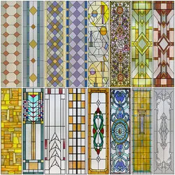 Frosted Stained Glass Window Film, Church Static Cling,Privacy Retro Door Sticker,Kitchen, Office, Home Decor, Customized