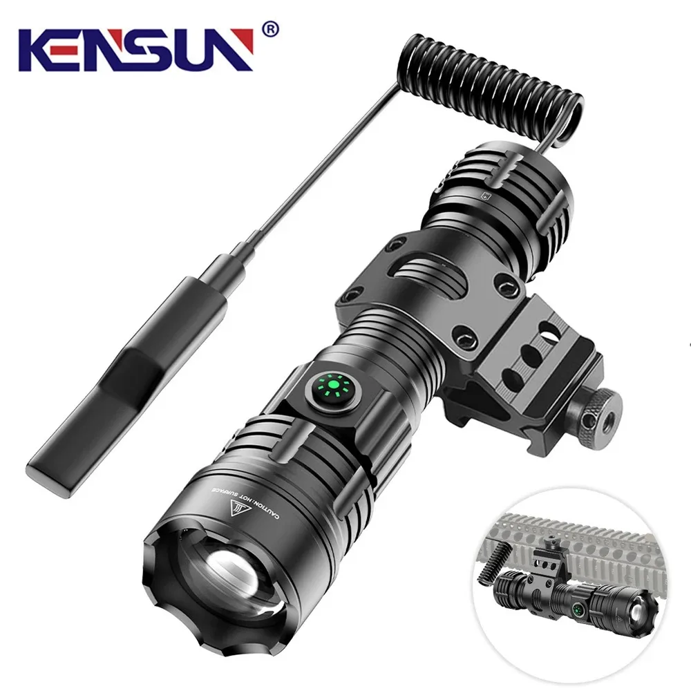 High Power LED Flashlight Outdoor Hunting Tactical Torch USB Rechargeable Zoomable Strong Light Lantern Powerful Long Range Lamp