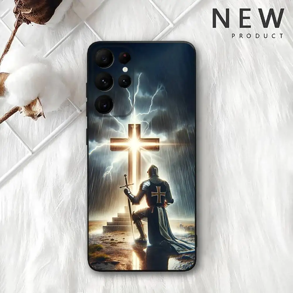 Casing Ponsel Iman Kristen Agama Yesus untuk Samsung S 25,24,23,22,30,21,10,9,Ultra,Plus,Lite,FE,4,5G Casing Lembut Hitam