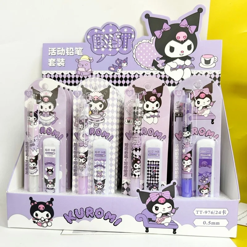 Набор механических карандашей Sanrio Kawaii Kuromi, милые 0,5 мм, автоматическая ручка для рисования и письма, школьные и офисные принадлежности ﻿