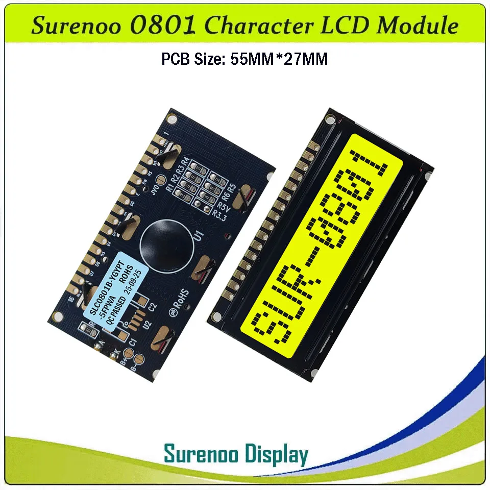 Surenoo 801 0801 8X1 Character LCD Module Display Screen LCM LED Backlight AIP31066 SPLC780D KS0066 HD44780