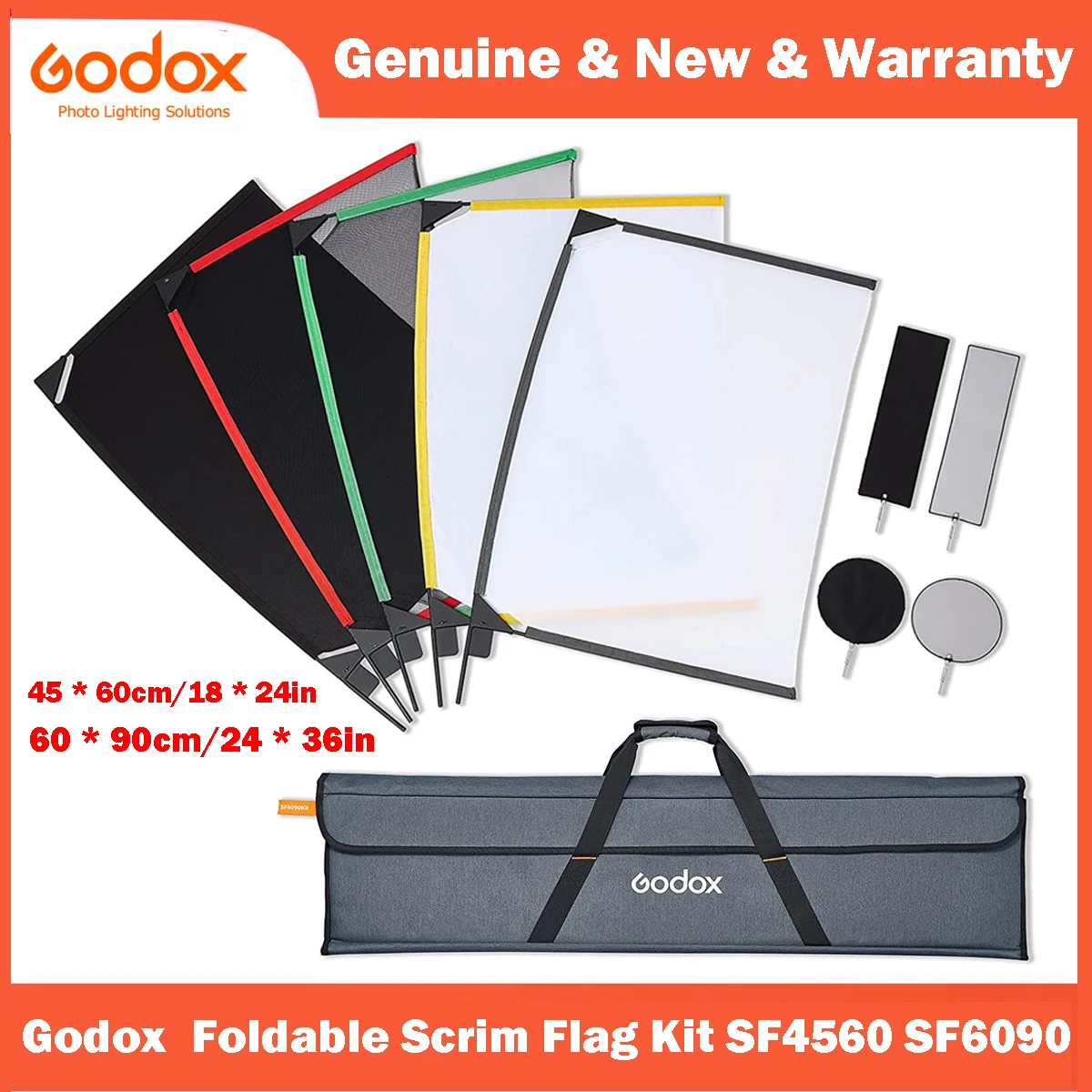 

Godox Foldable Scrim Flag Kit SF4560 SF6090 with 5pcs Flags for Shaping Blocking Diffusing Versatile Portable Photography Light