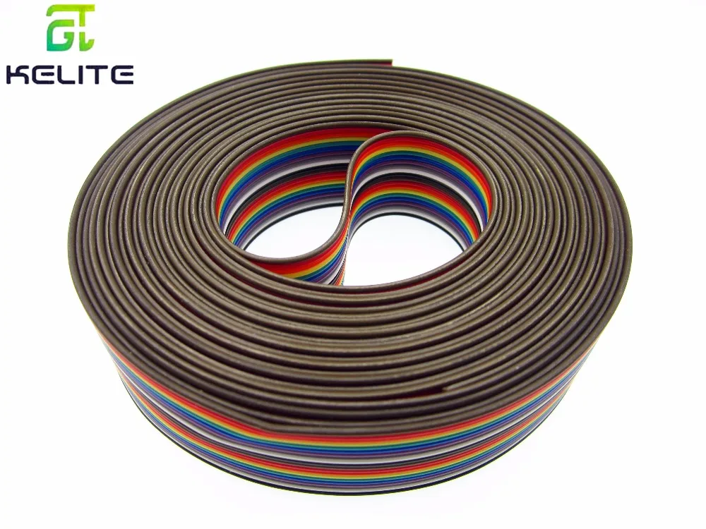 10 Way 20 Way Flat Color Rainbow Ribbon Cable Wire 10P 20P 1.27MM Pitch (10 meter)