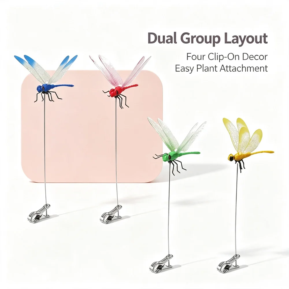 Garden Decor Simulation Dragonfly Clip Artificial Dragonfly With Clips For Potted Plant Flower Bouquet Wedding Indoor Table