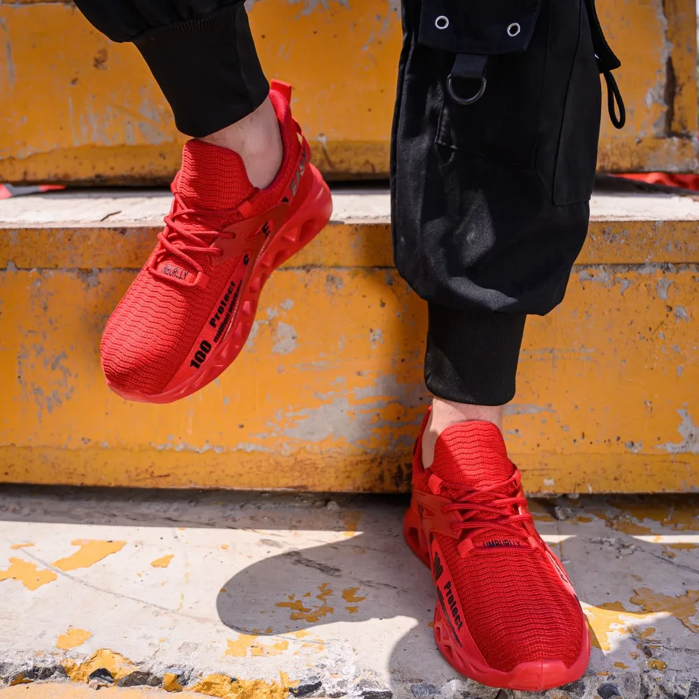 Work Safety Shoes For Men Lightweight Protective Work Sneakers Lightweight Men Shoes Breathable Shoes Anti-Puncture Work Shoe