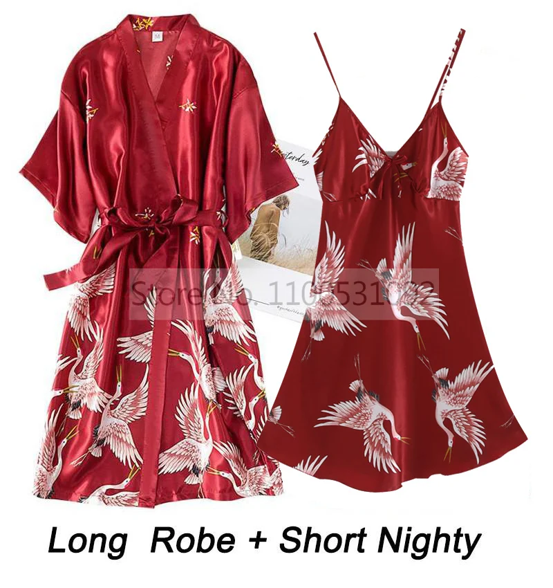 Women Rayon 2PCS Robe Set Bride Bridesmaid Wedding Robe Gown Lace Sexy Kimono Bathrobe Night Dress Casual Nightgown Sleepwear