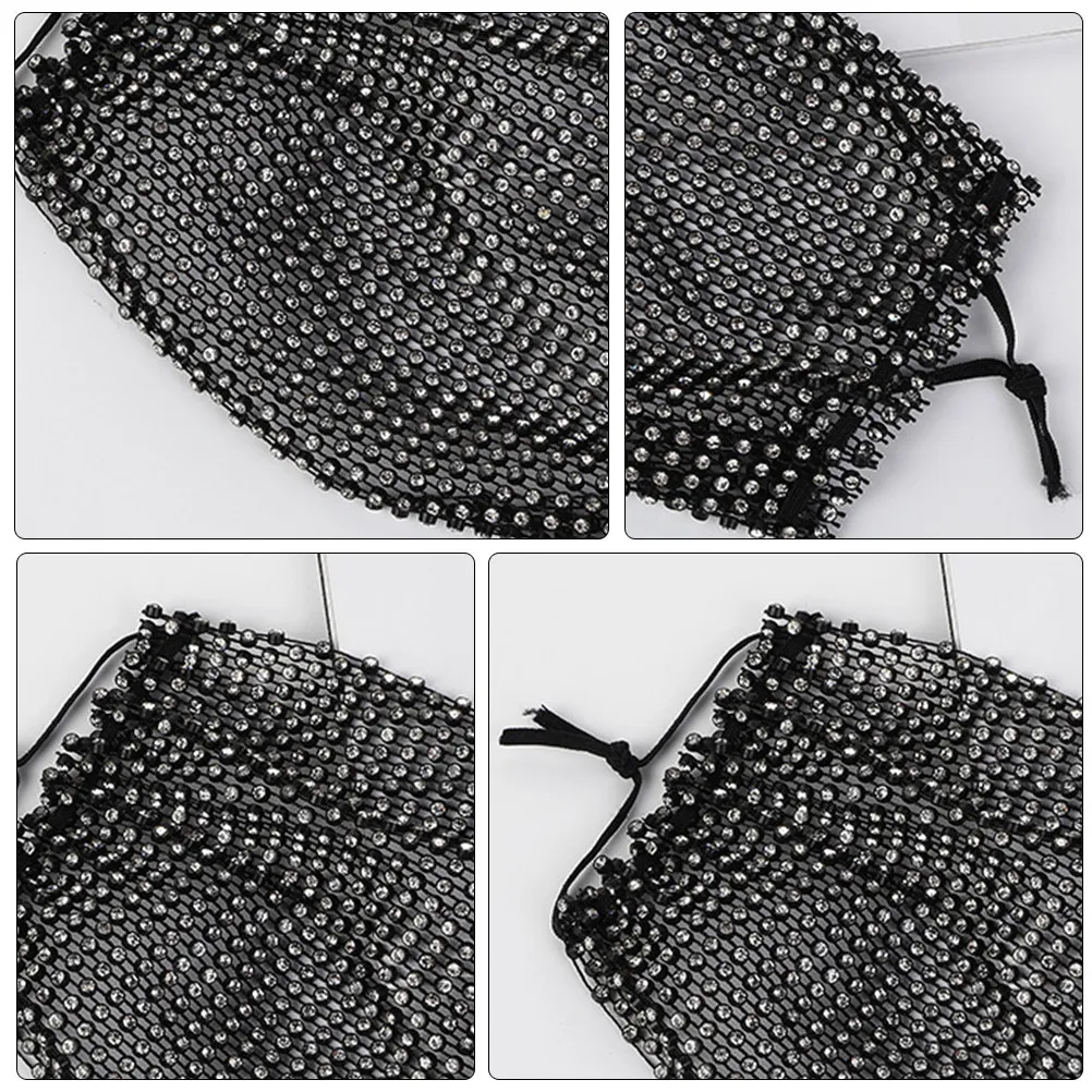 1Pcs Rhinestone Embellished Mask Women Creative Fashion Face Cover Thin Soft Breathable Anti Dust Outdoor Festival Performance