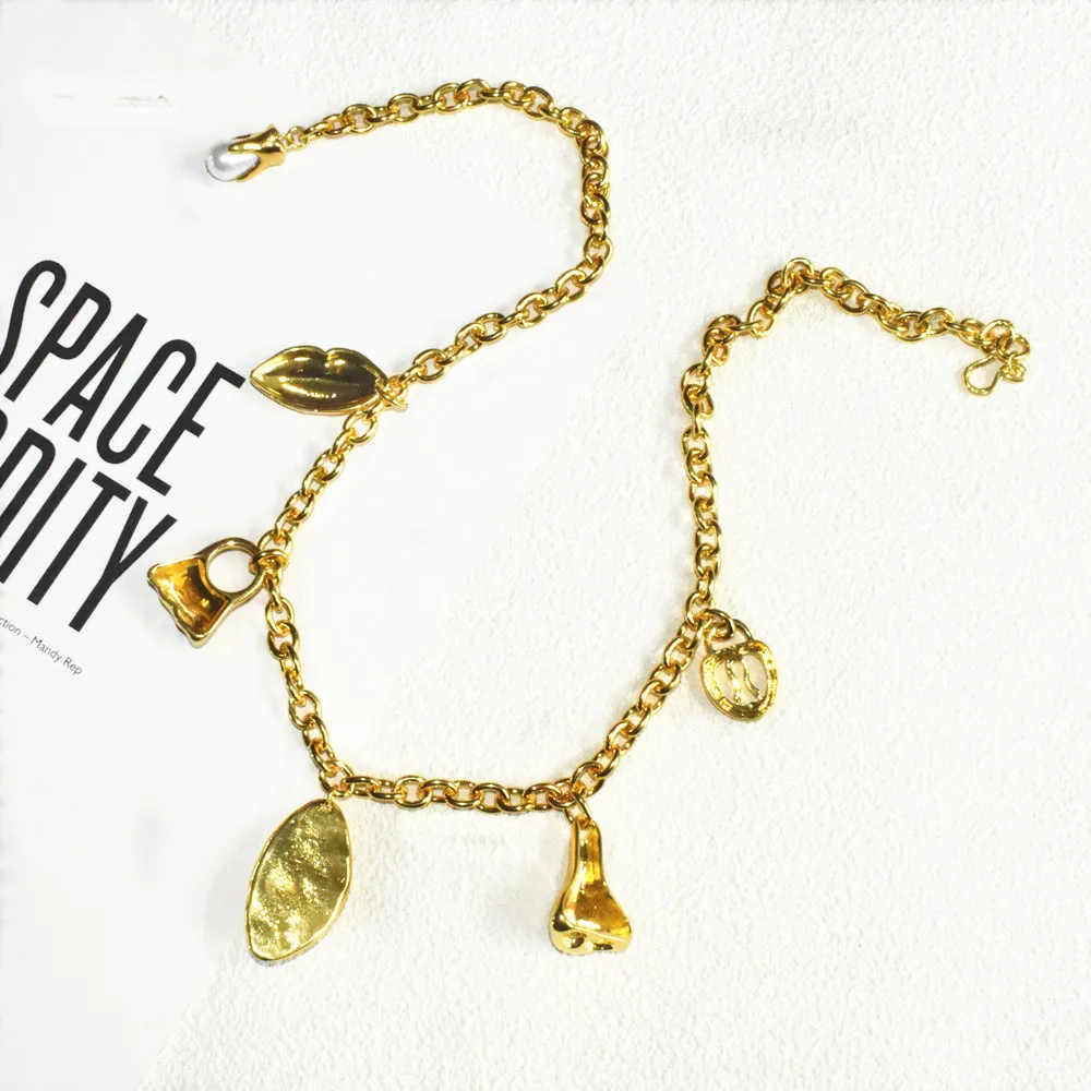 Neuheit Design Legierung Augen Gesichts Charms Halskette Für Frauen Mode Schmuck Marke Show Modell Taille Kette Zubehör – Detail 4