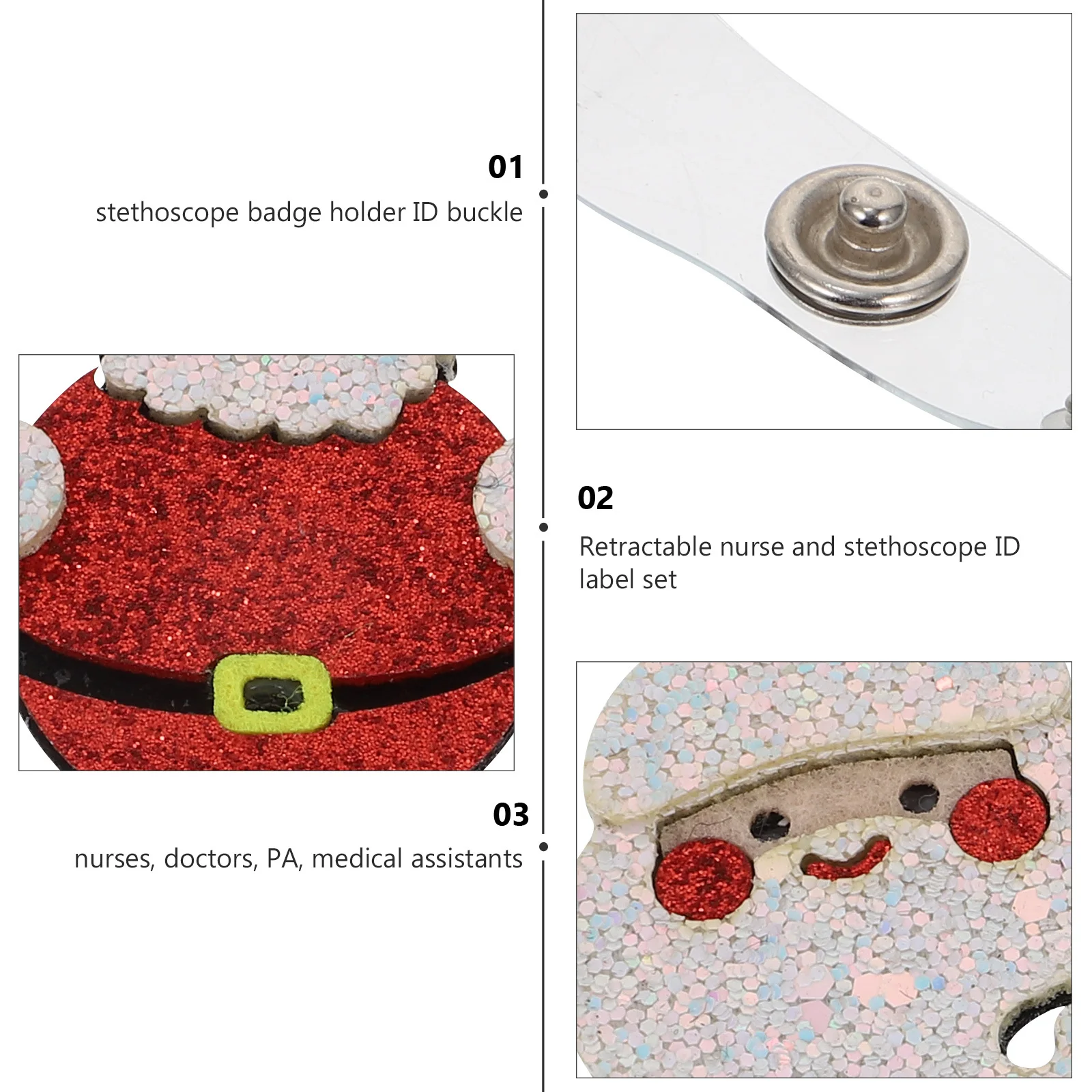 

4pcs Christmas Badge Holders Santa Snowman Owl Shape Retractable Name Badge Reel Clip Abs Compact Nursing Work Id Holder