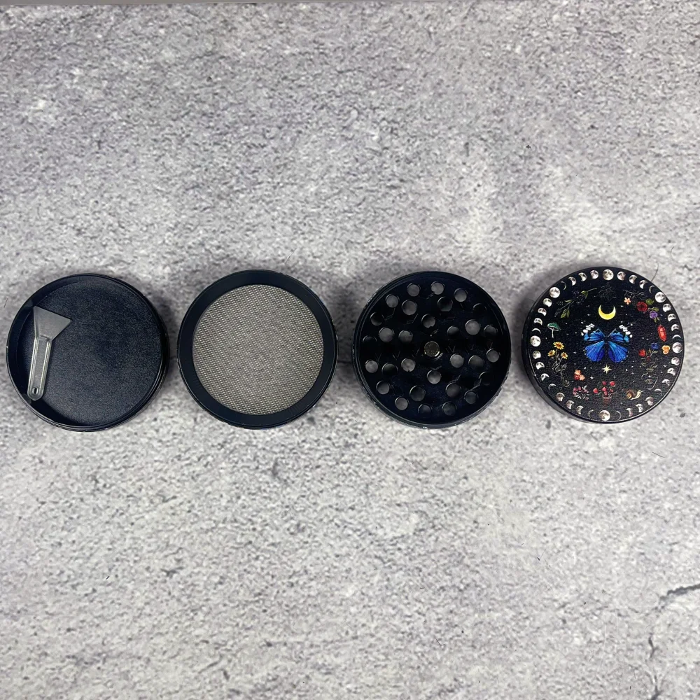 2inch Butterfly Herb Grinder 4-Layers Metal Cigar Tobacco Manual Grinder Mortar Crusher Mill Cigarette Smoking Accessories Gift