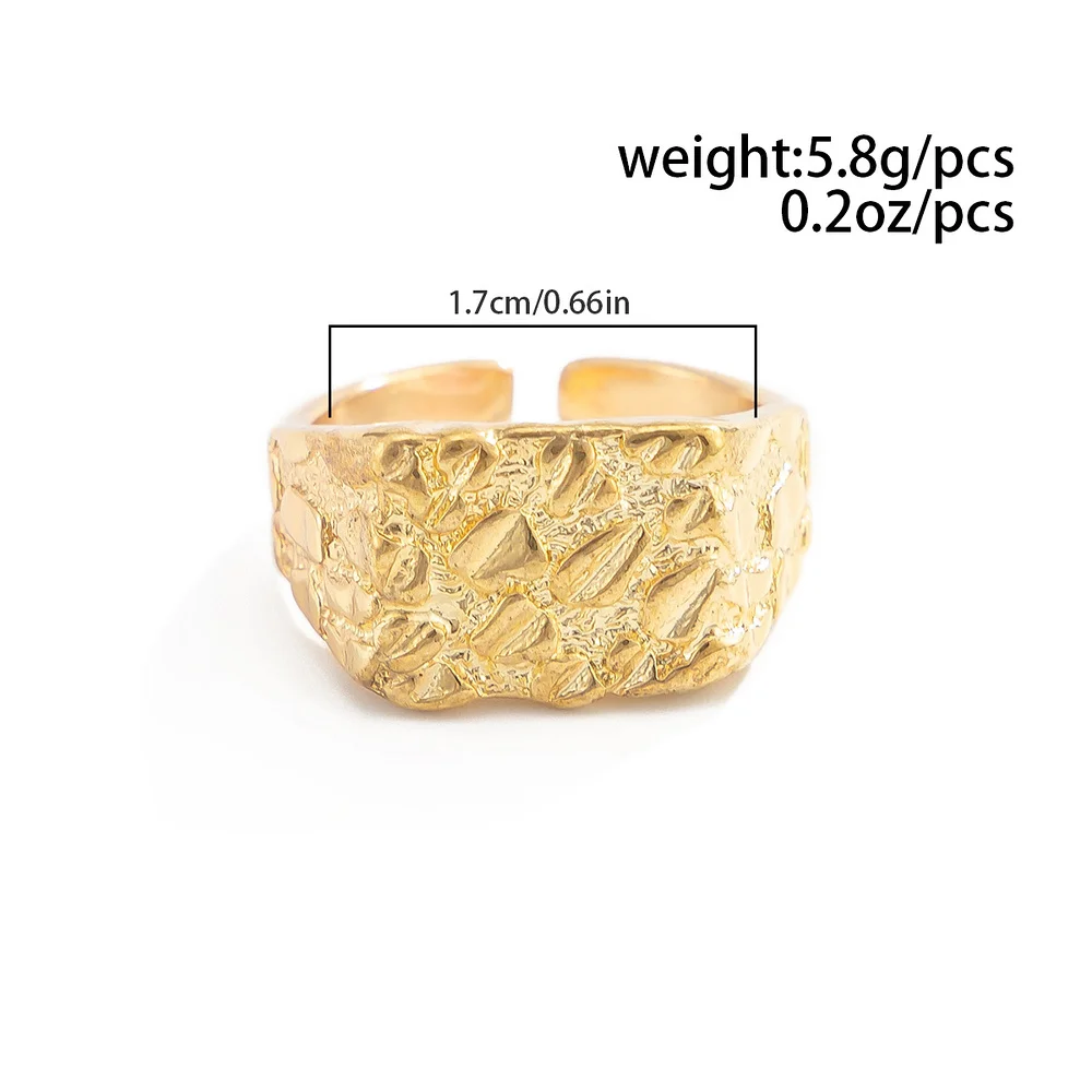 Hammered Pebble Textur-Ring für Herren, verstellbarer Schmuckring in Gold- und Silberfarbe, organischer, klobiger Statement-Stil – Detail 6