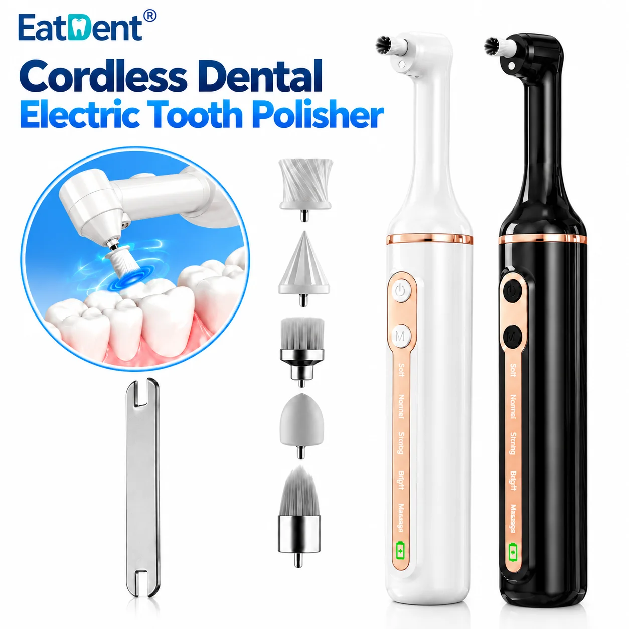 Dental Electric Tooth Polisher Set Electric Teeth Whitening/Lightening Tool Set 5PCS Polish Heads And Modes Dental Cleaning Tool