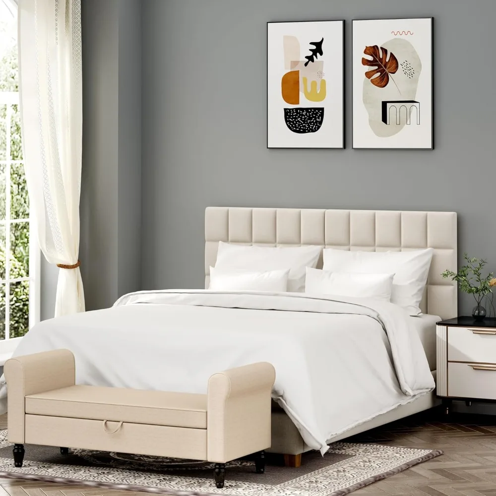 لوح رأسي معنقدة مع ارتفاع وعرض قابل للتعديل، لوح رأسي منجد قابل للطي مع أرجل معدنية لمقاس كينج #6