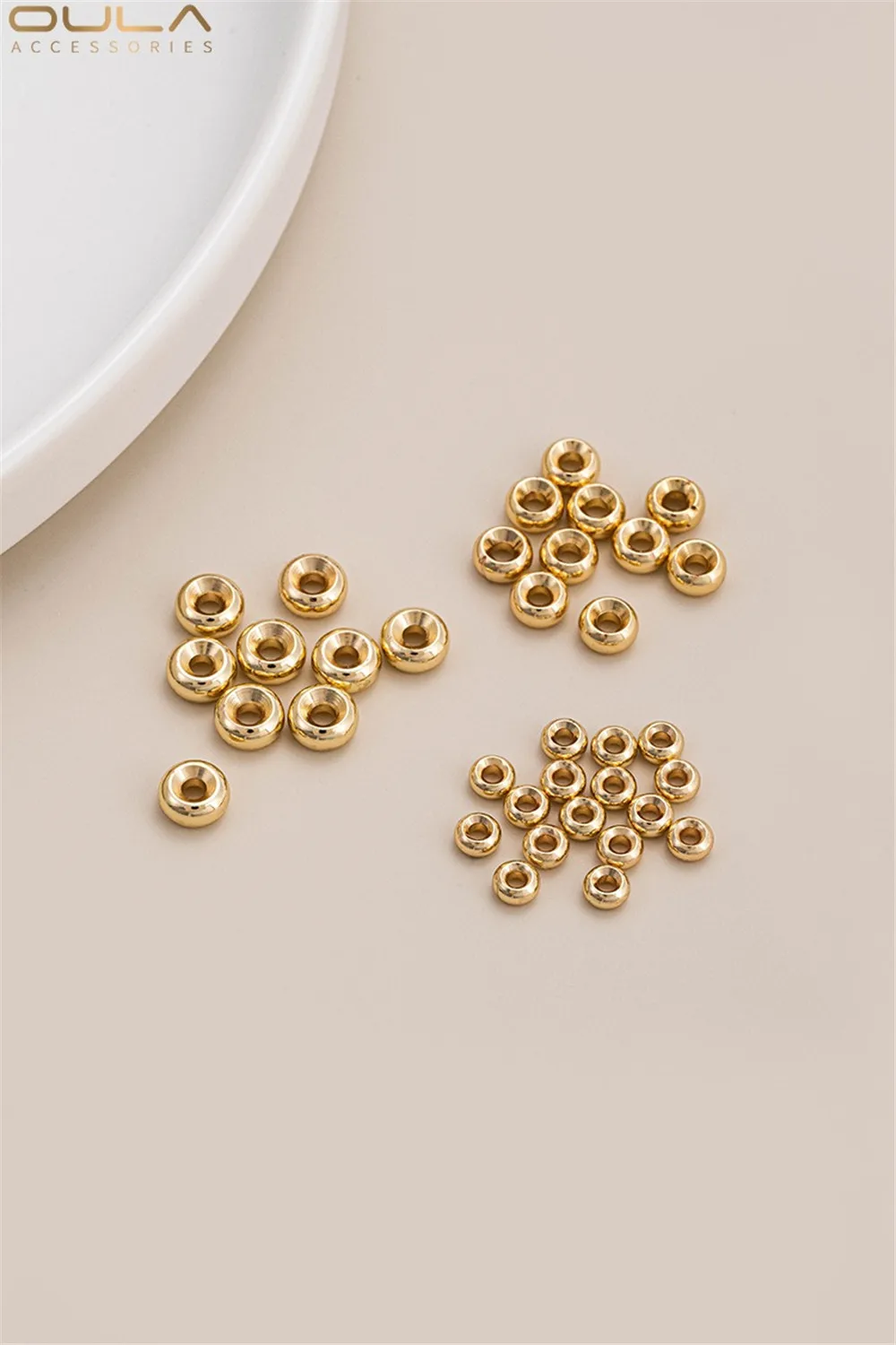 

14k Gold-plated Gold Beads Wheel Beads Tire Beads Diy Bracelet Spacer Bead String Jewelry Loose Beads Handcrafted Accessories