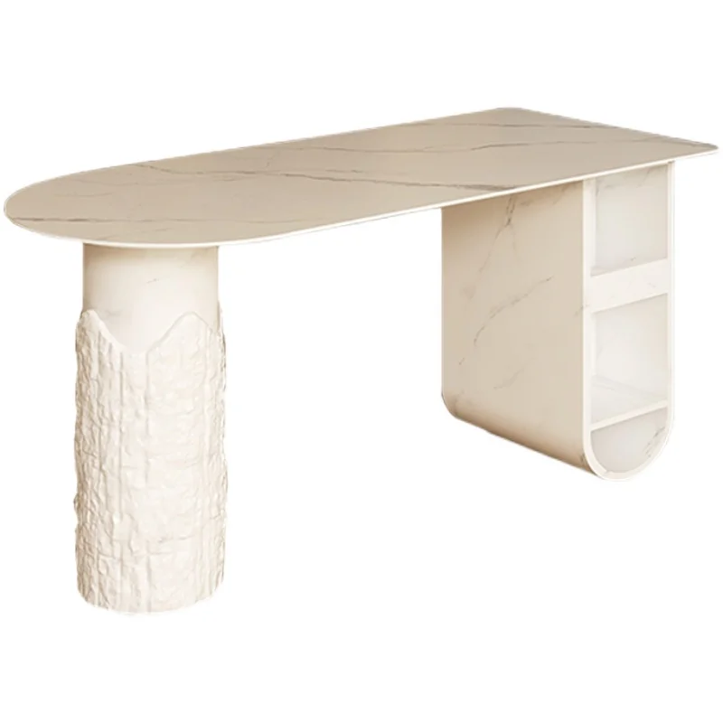 

Semicircular rock slab island dining table integrated household, wabi-sabi advanced design table
