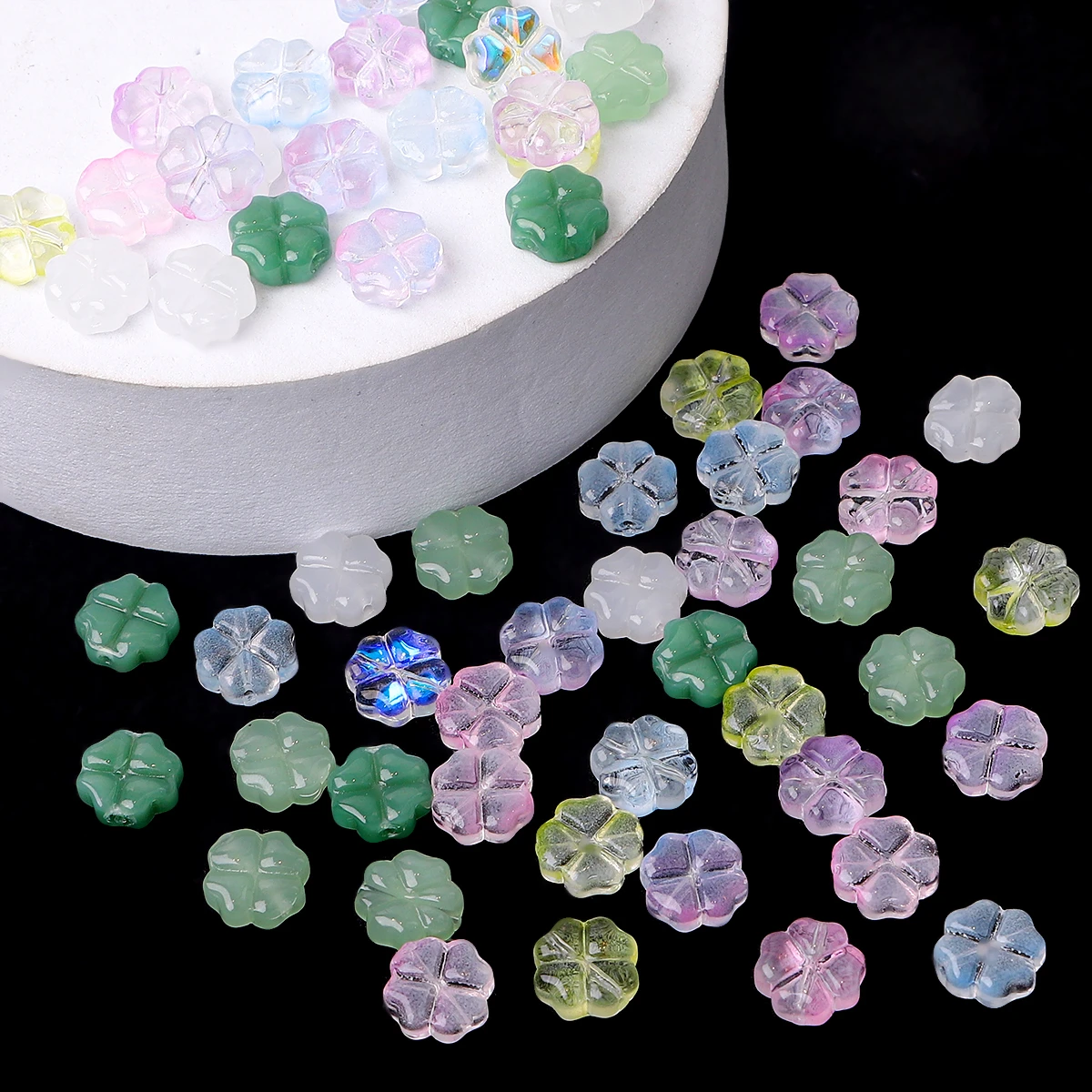 20pcs/bag Transparent Four leaf flower Shape Glass Beads, Lucky Beads for DIY Jewelry Making Bracelets, Crafts -Exquisite Gifts image 6