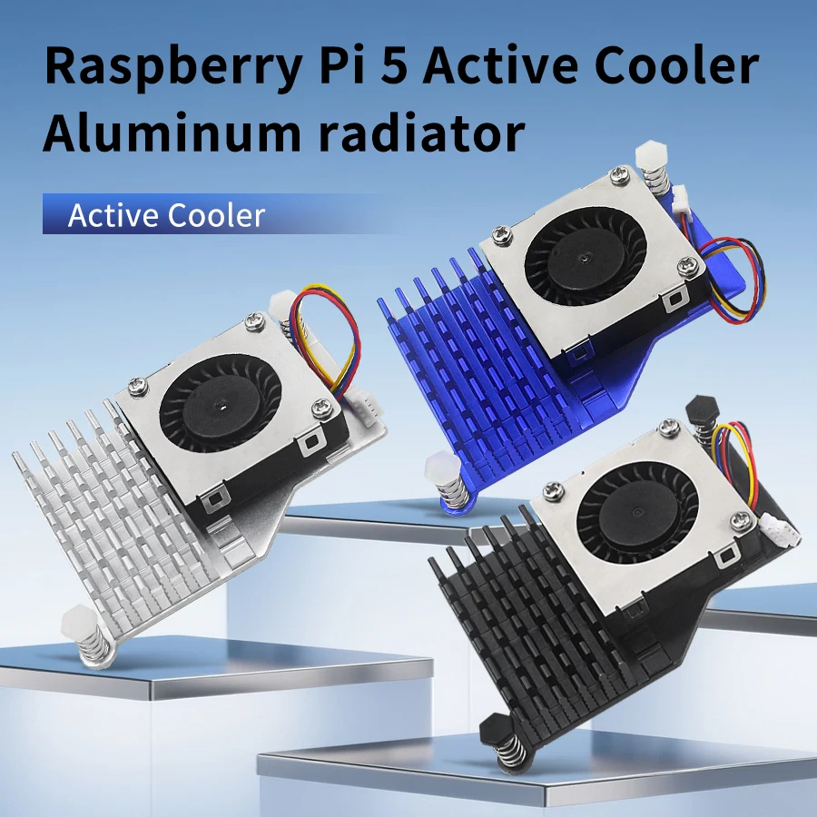 

Single Board Computer Radiator Active Cooler Aluminum Heat Sink Silver/black/blue Blower Fan for Raspberry Pi 5th Generation