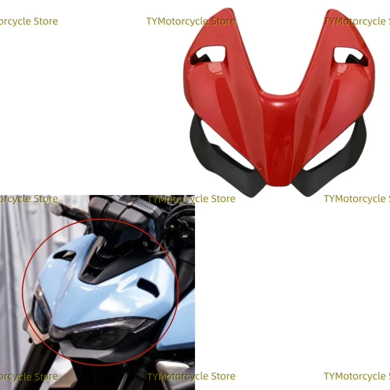 Bright red Headlight Fairing Front Upper Nose Cover Front Air Inlet Housing Fit for Streetfighter V4S V4 V4SP 2020-2023