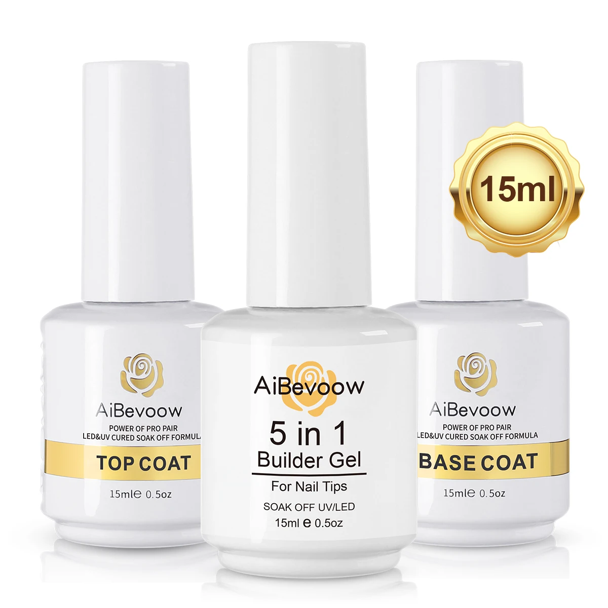 Aibevoow 15ml Five-in-One Transparent Extension Glue/Construction Glue Bottom Glue Sealing Layer Three-Pack Box