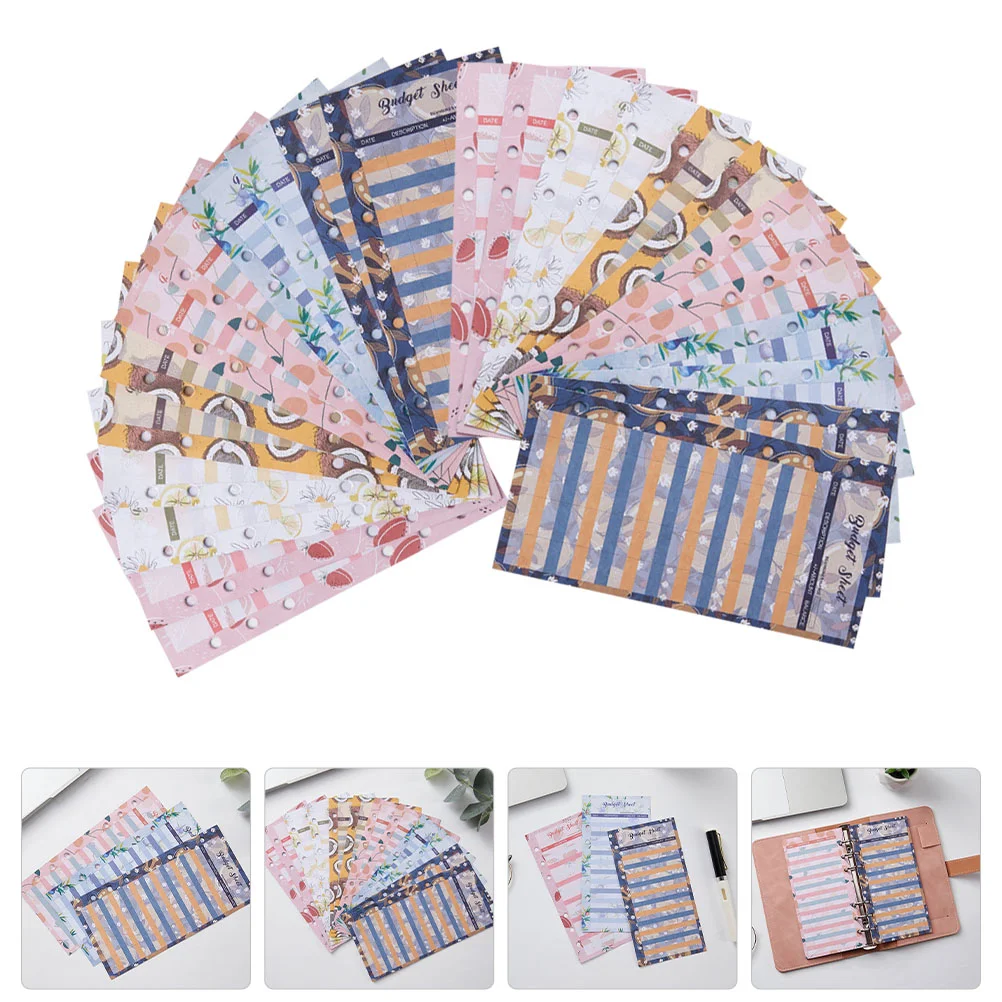 24 Pcs Fruit Budget Envelope Cards Business Binder Printing 17X87CM Cash Refill Office Accessories