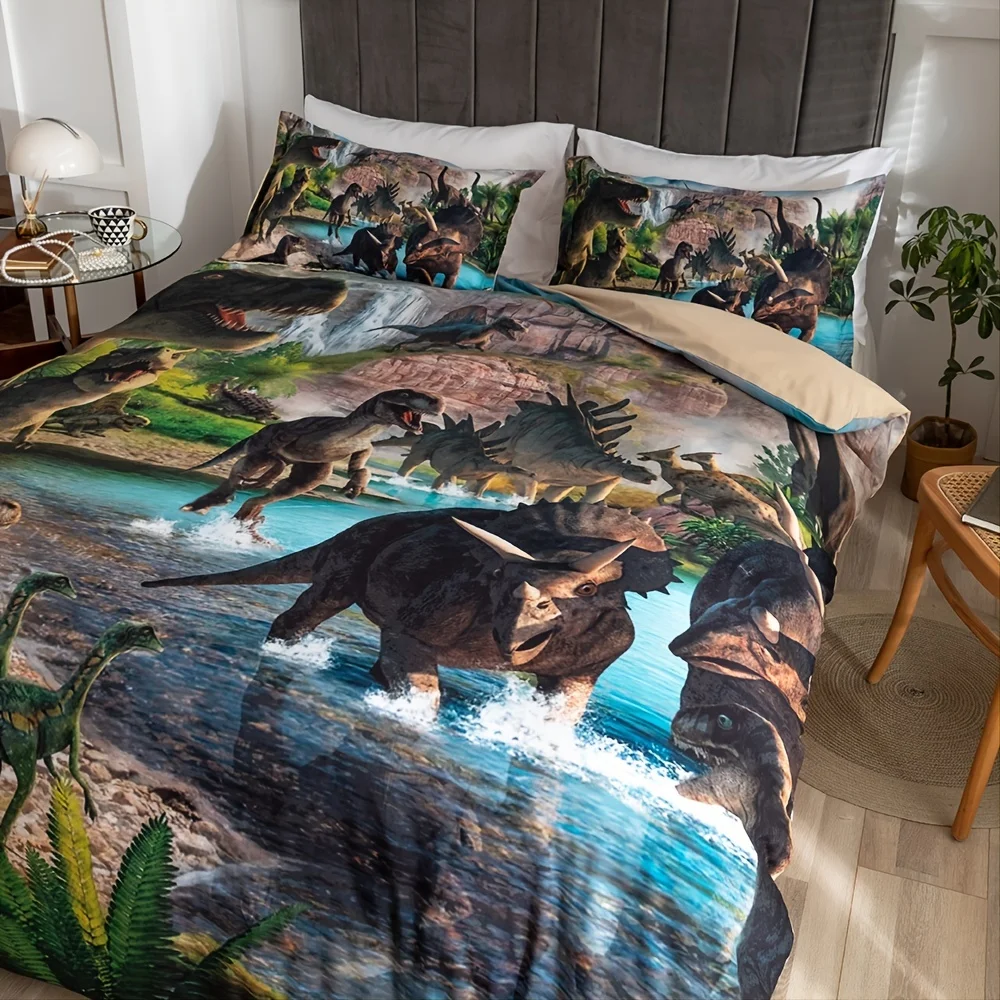 Dinosaur Bedding for Boys Dinosaur Duvet Cover T-Rex Dinosaur Comforter Cover Kids Bedding Set with Pillowcase Home Decor
