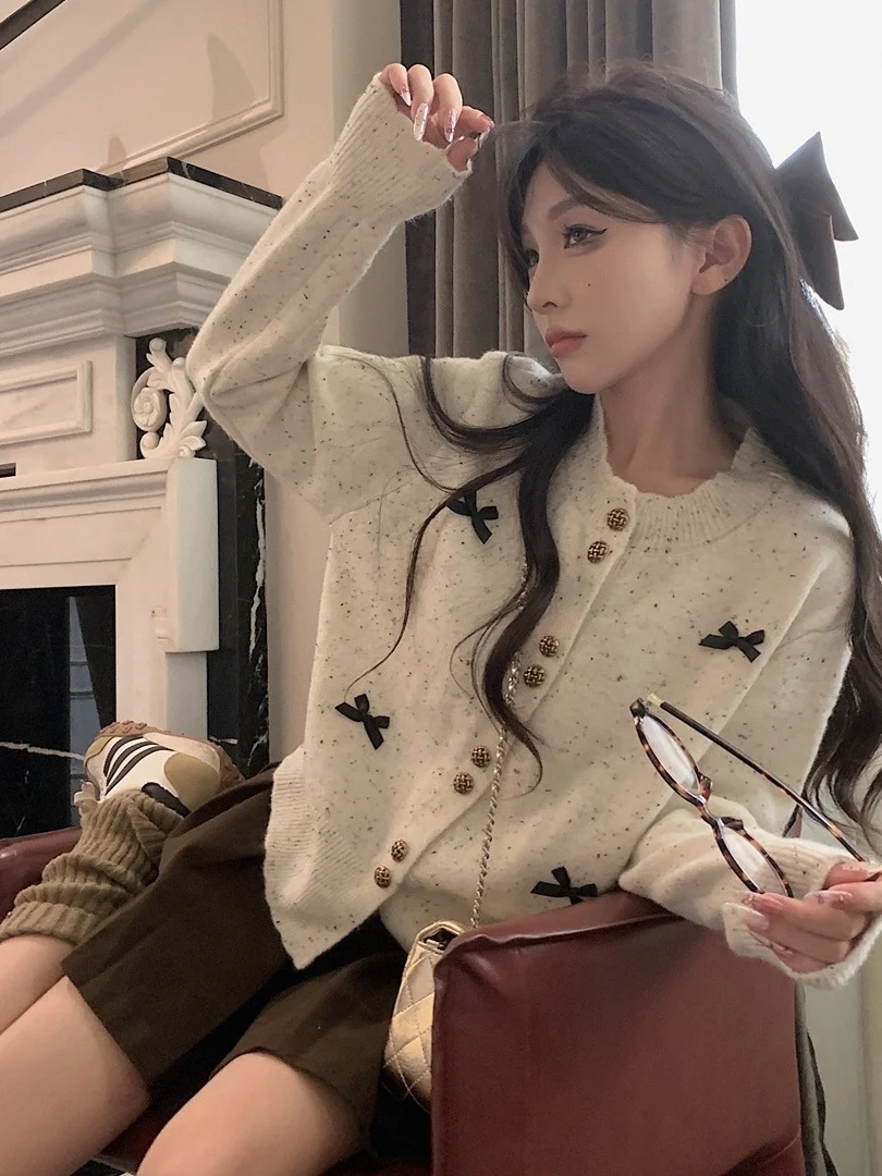 

Вязаный свитер Sweet Knot ort для женщин, осень-зима, высокая мода, Fraance, прямая трубка, длинный свек, круглый ...