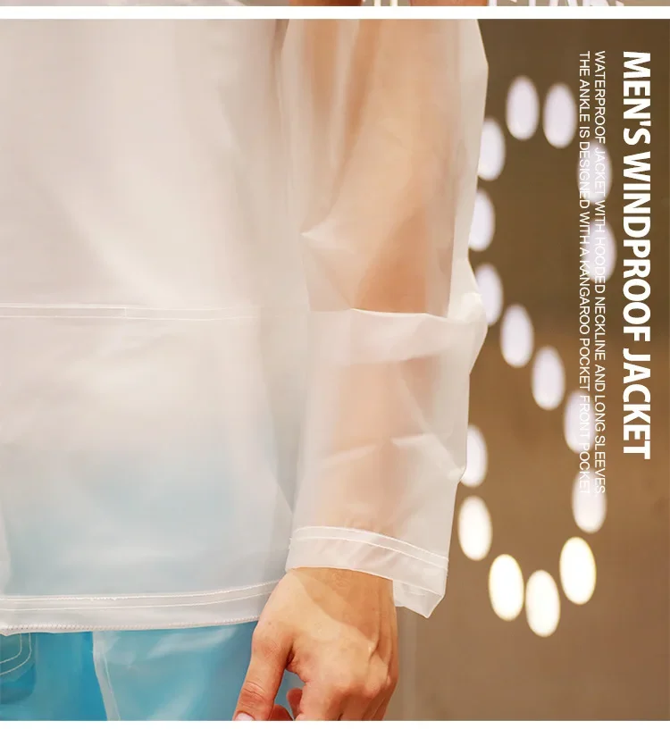 Cross-border new solid color, men's trendy windproof jacket waterproof transparent beach jacket raincoat S2904
