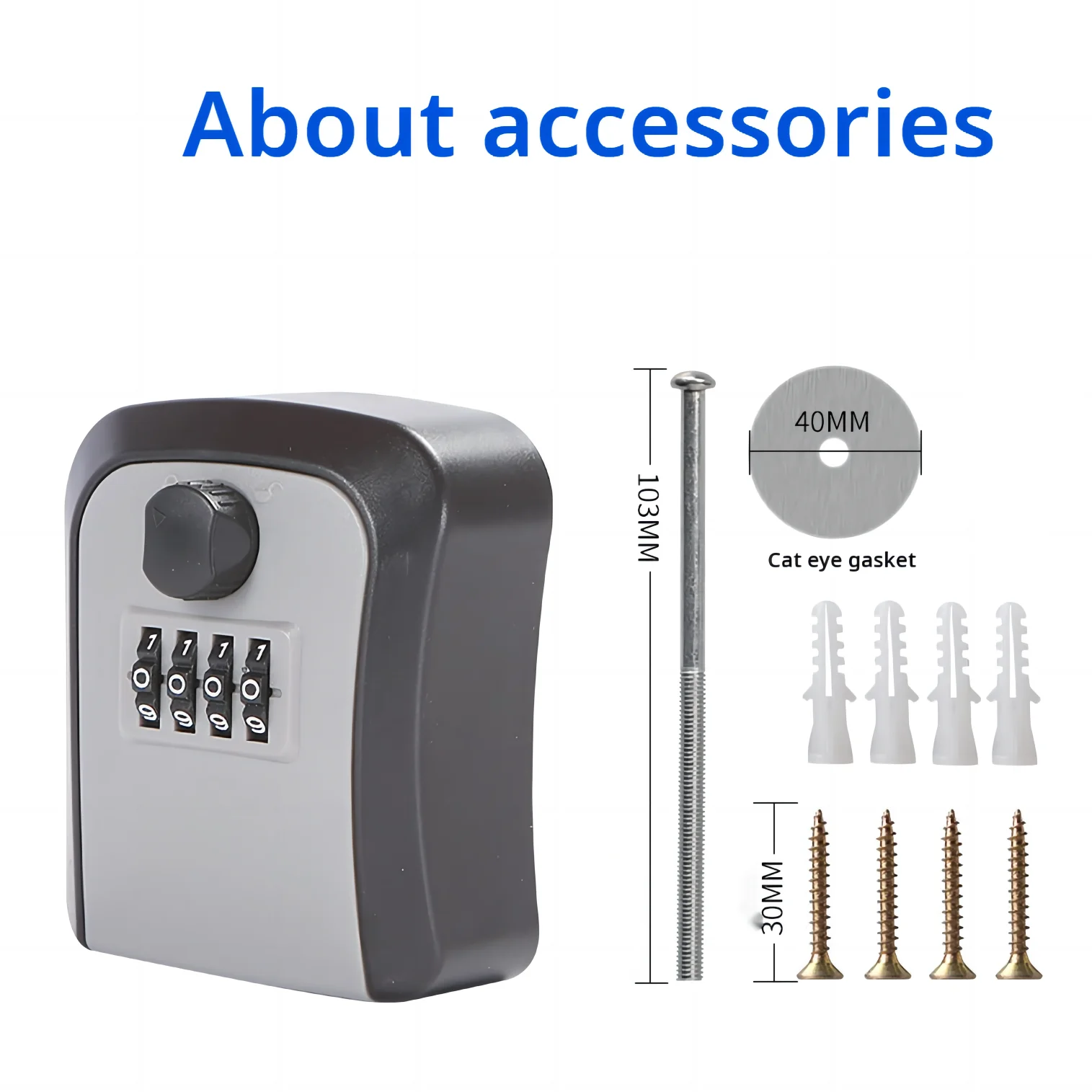 LUXROB Key Lock Box 4-digit Code Password Storage Key for Home Wall Mounted Anti-theft Waterproof Outdoor Knob Safe Key Box view 6