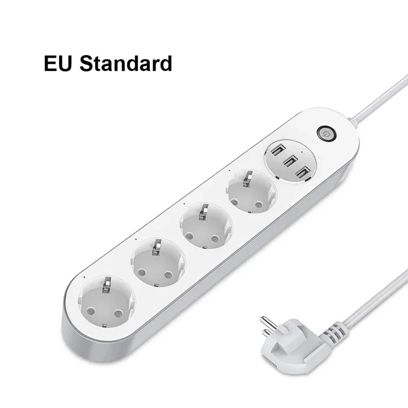 

EU/US WiFi Smart Power Supply 4 Sockets 3 USB Ports With 2.1m Extension Cable Voice Control And Alexa/Google Home
