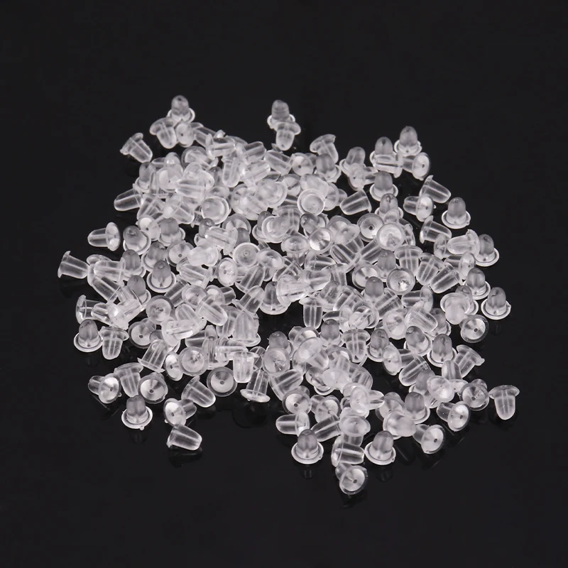 500pcs פלסטיק עגיל גומי עגיל חזור סיליקון עגול אוזן תקע חסום כובעי עגילי חזרה פקקי עבור DIY עגיל חלקי