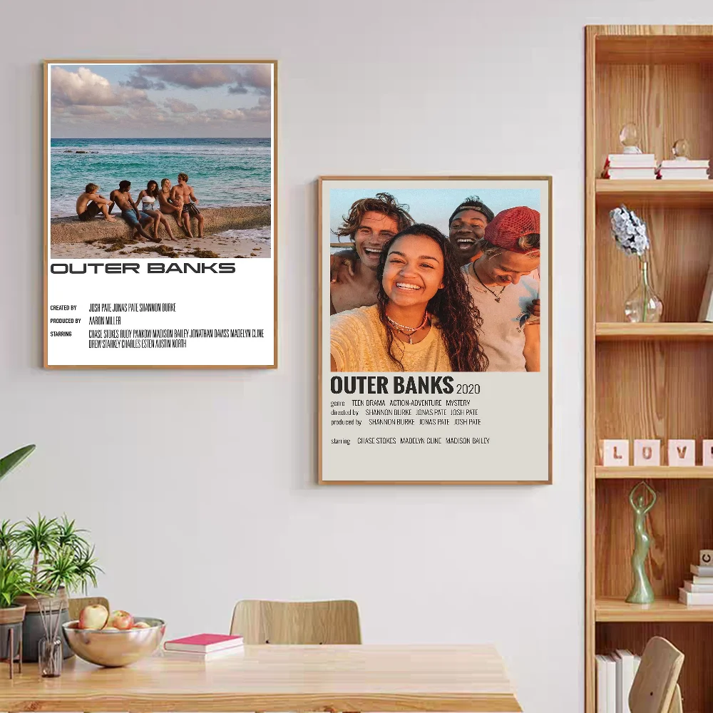 2020 Adventure TV Series Outer Banks Vintage Posters Sticky Retro Kraft Paper Sticker DIY Room Bar Cafe Kawaii Room Decor