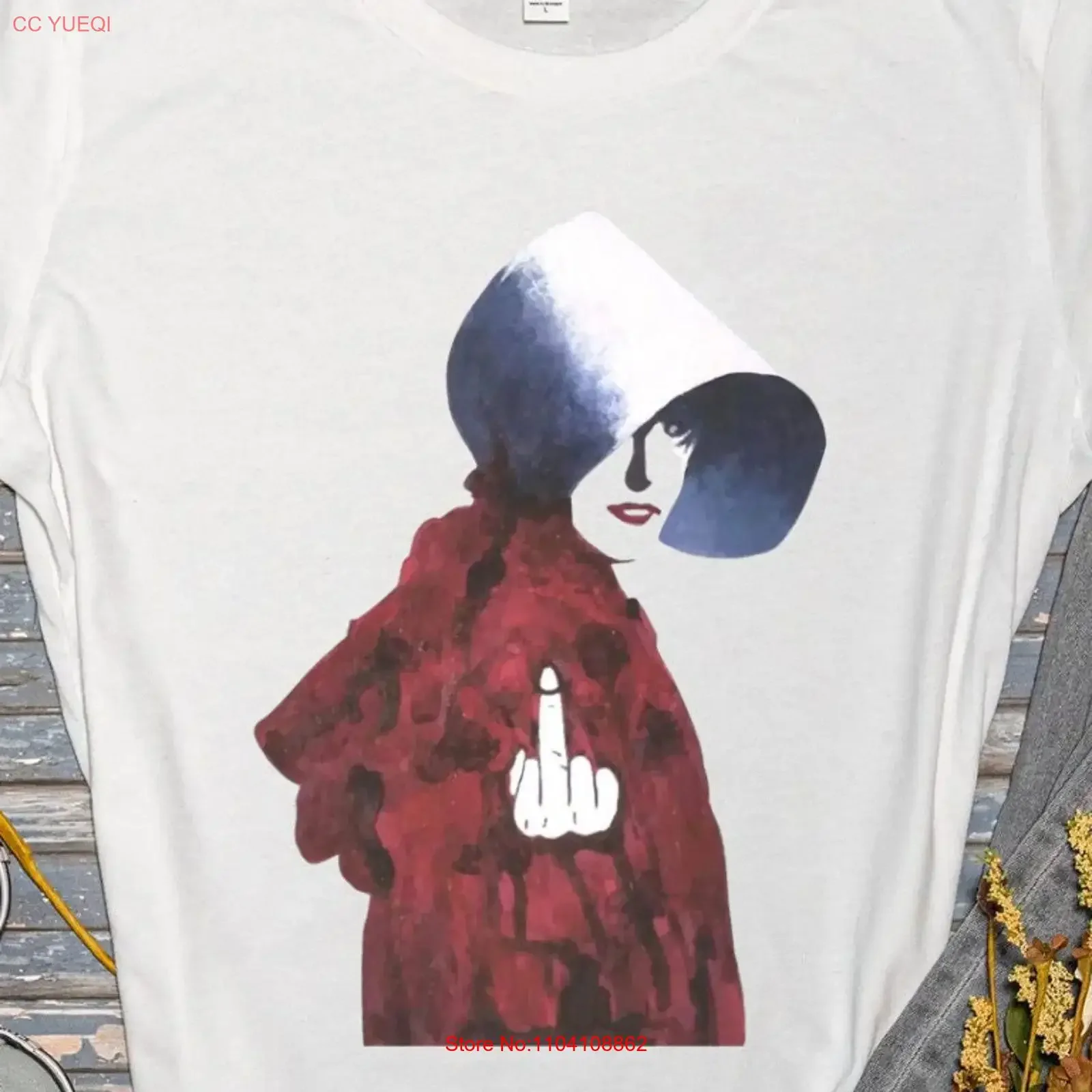 Handmaid's Tale Flipping Off T Shirt Women's Rights Fundamental Human vintage Washed homme Comfortable Unisex Breathable