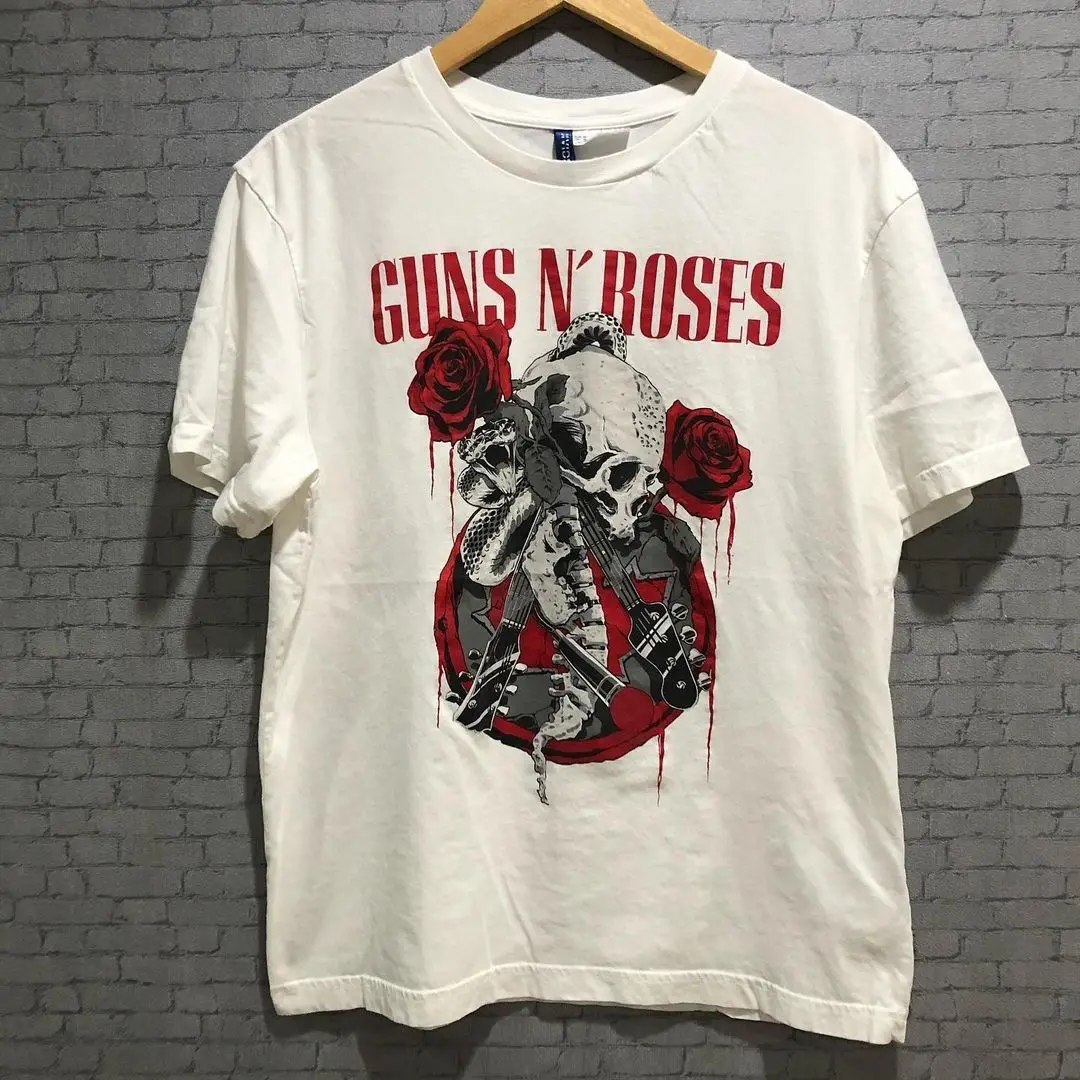 

Gunflower Skull Print American Trendy Brand Short-sleeved T-shirt Ins Super Fire Half-sleeve Oversize Street Men's and Women's