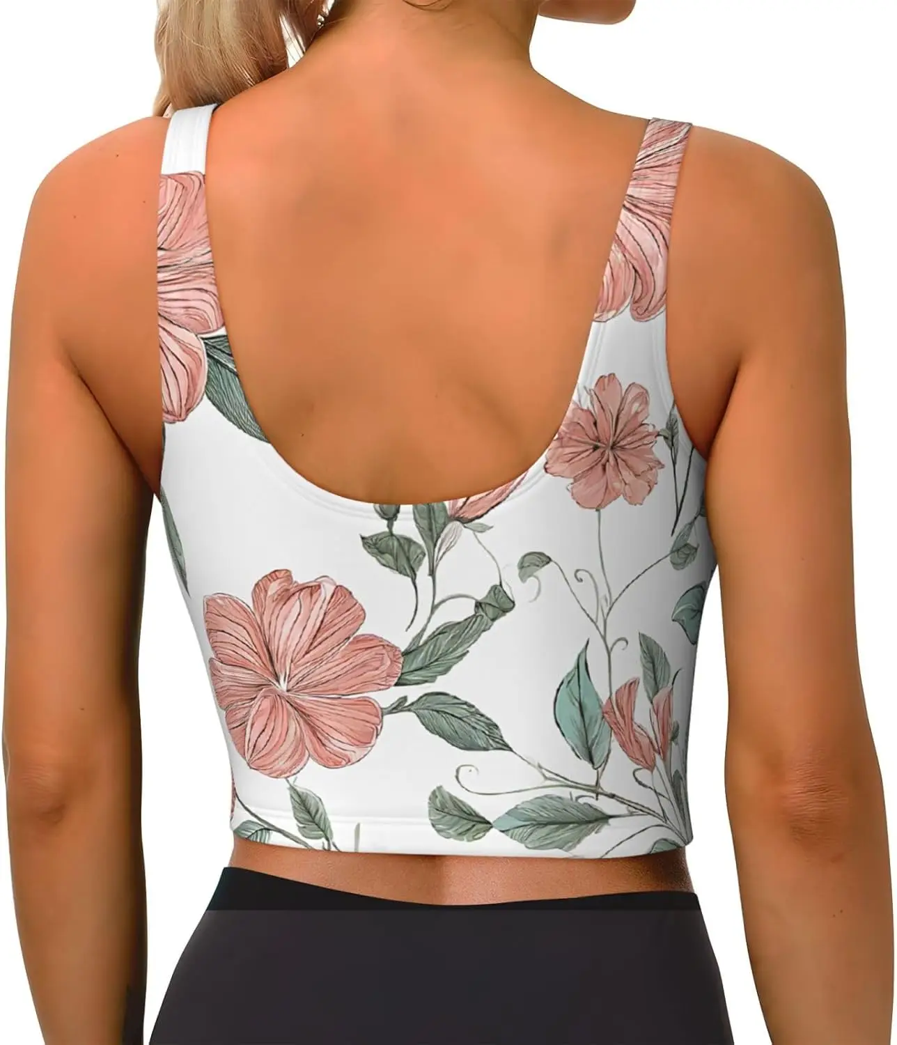 ハワイアンフラワープリントプリントレディーススポーツベストダンスヨガベストプリントスポーツブラトップベスト
