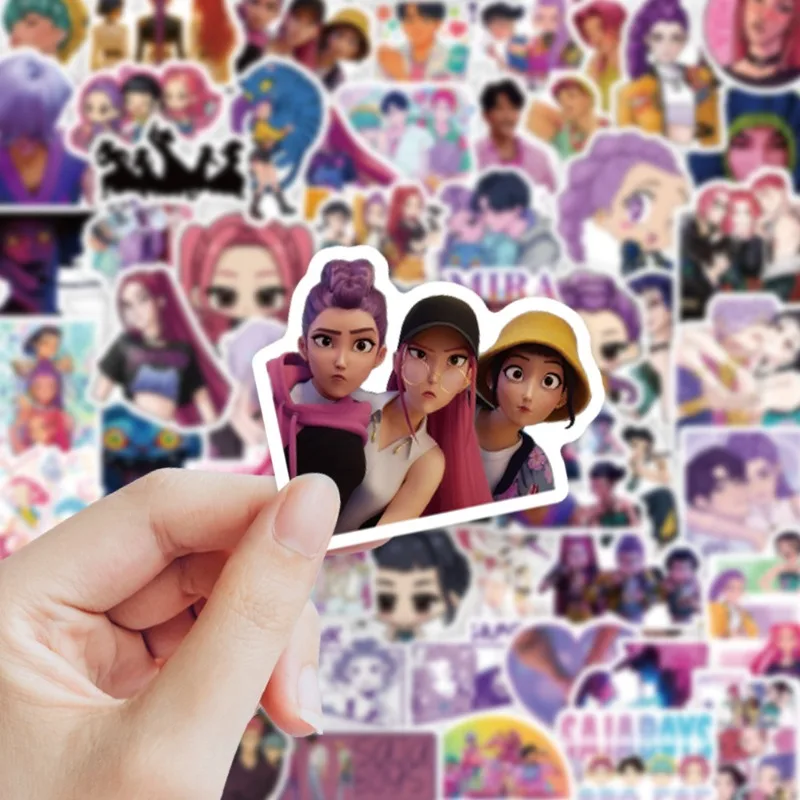 50/74 pçs anime adesivos e cartões para kpop demônio caçador decalques de vedação à prova dwaterproof água diy scrapbooking papelaria bonito adesivo presentes