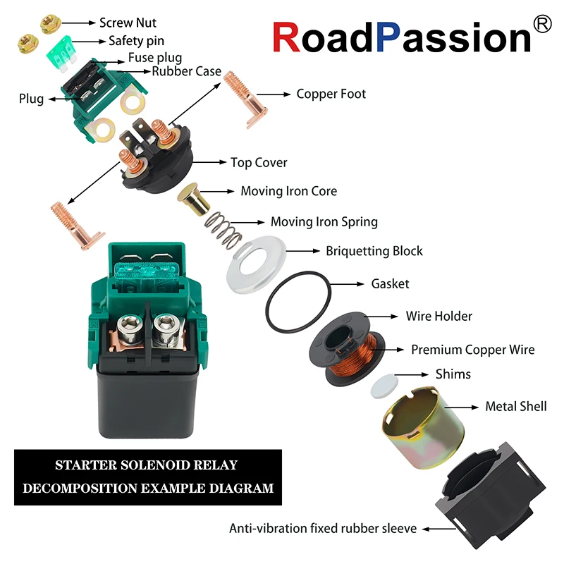 Road Passion Motorcycle Starter Relay For HONDA CB500 CB400SF CB400 VTEC CB250 Hornet 250 CBR1000F CBR1100XX CBR600RR CBR929RR