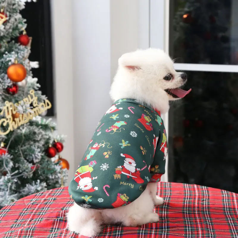 Fleece-Lined Christmas Printed Sweater, Medium and Large Dog, Cat Clothes, Spring, Clothes for dogs