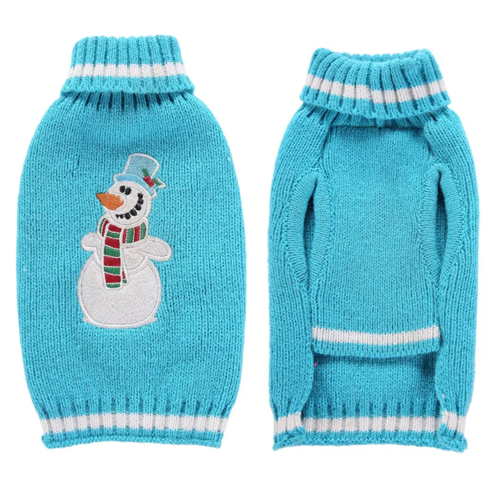 Suéter Navideño para Perro con Diseño de Muñeco de Nieve, Azul, Cálido, para Invierno, Disfraz para Fiesta, Talla XXS, para Paseos y Jogging al Aire Libre