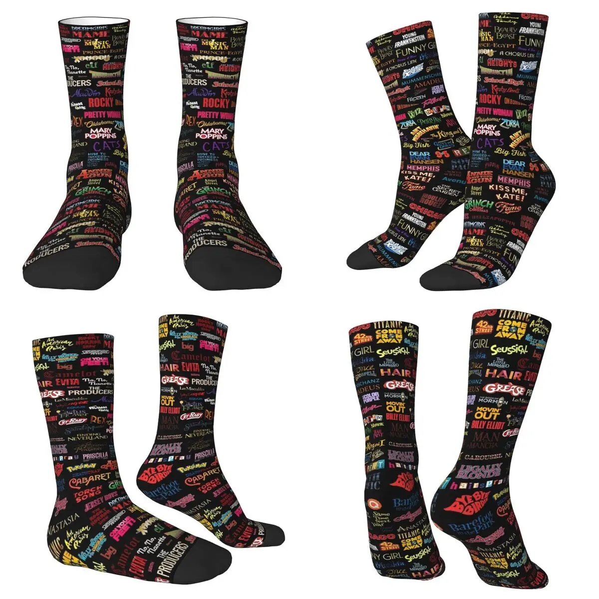 

Broadway Musicals Socks Harajuku Super Soft Stockings All Season Long Socks Accessories for Unisex Birthday Present