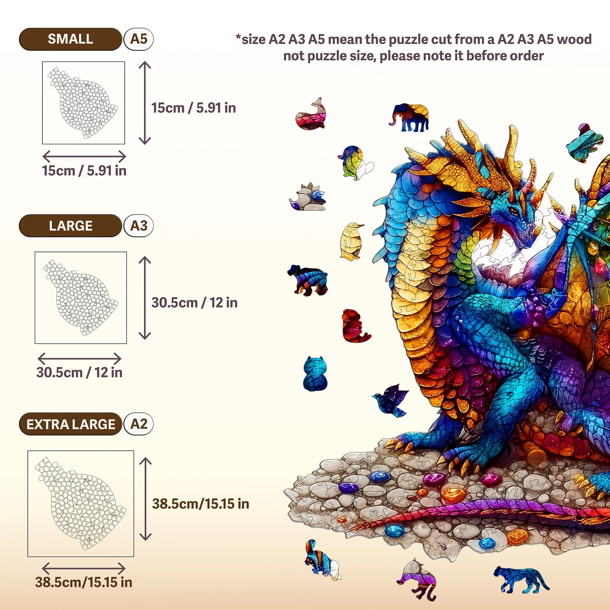 Gemstone Dragon and Animals Th - Woodworking Jigsaw recension och pris