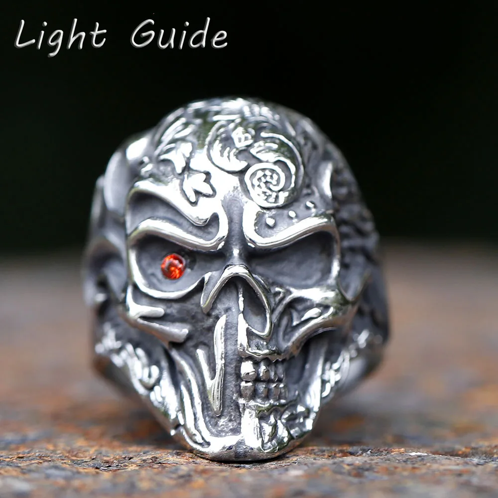 

2023 New Design Stainless Steel Skull Ring Cool Biker Jewelry Movie Fashion Punk High Quality Jewelry for gift free shipping