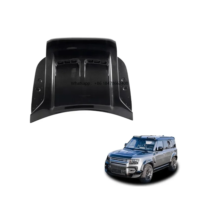 New Dry Carbon Fiber Front Bonnet Engine Hood for Defender 90/110/130 SVR with Screws