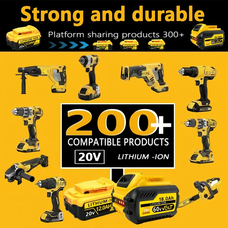 Pro DEWALT 20V/60V baterie DCB606 DCB182 DCB205 DCB206 DCB209 elektrické nářadí 18V baterie 6AH 12AH 18AH pro baterie Dewalt - náhled 5